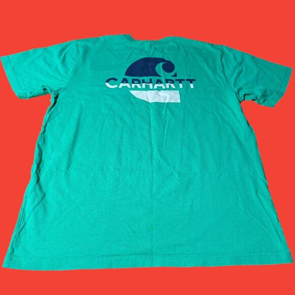 Carhartt Loose Fit T-Shirt Mens LT Large Tall Green Short Sleeve Logo Pocket - Picture 1 of 7